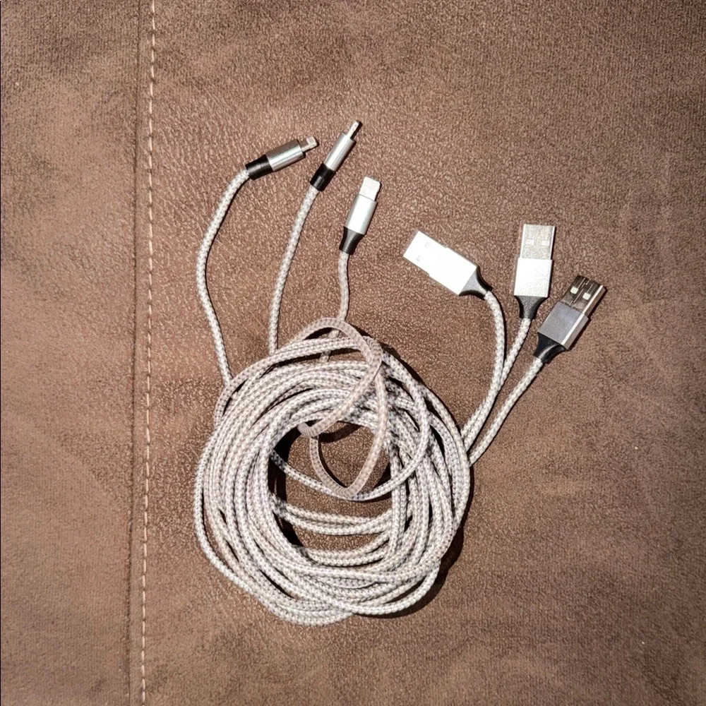 6FT each, x 3 pieces LIGHTNING USB Silver Charging CableS